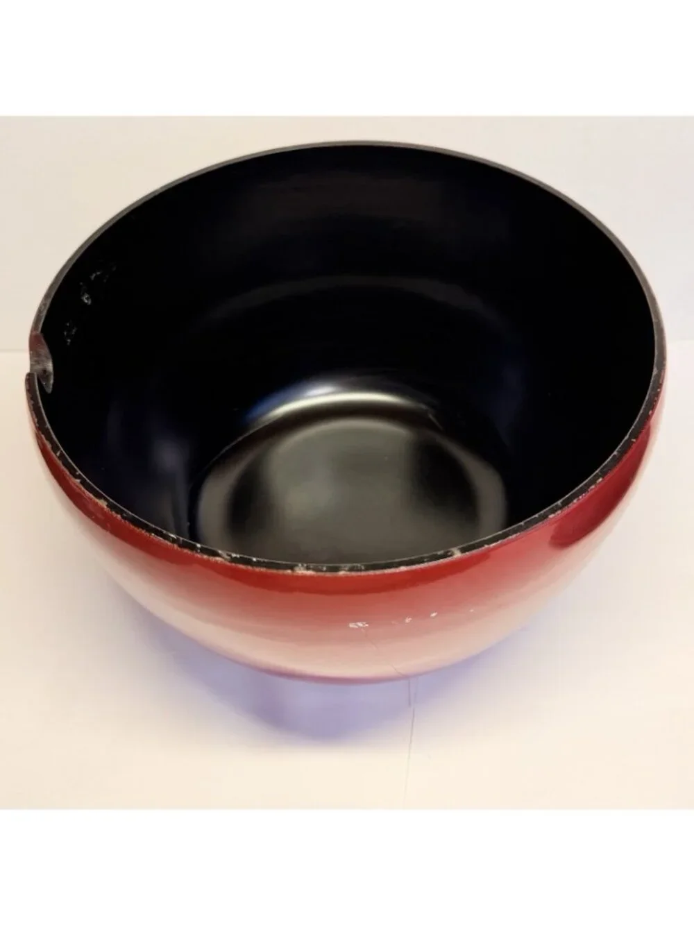 Japanese Wood Red Lacquer Ohitsu Rice Serving Bowl Mother of Pearl Inlay